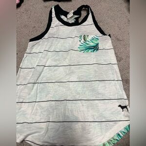 PINK Victoria's Secret White and Black Striped Tank Top